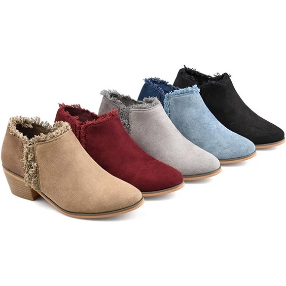 Brinley Co. Womens Faux Suede Fringe Ankle Booties Black, 10 Regular US - Picture 3 of 5